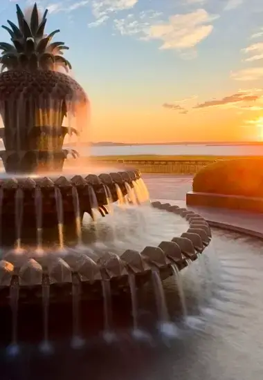 fountain at sunset ...or sunrise, I don't know. I cant tell which coast that's supposed to be